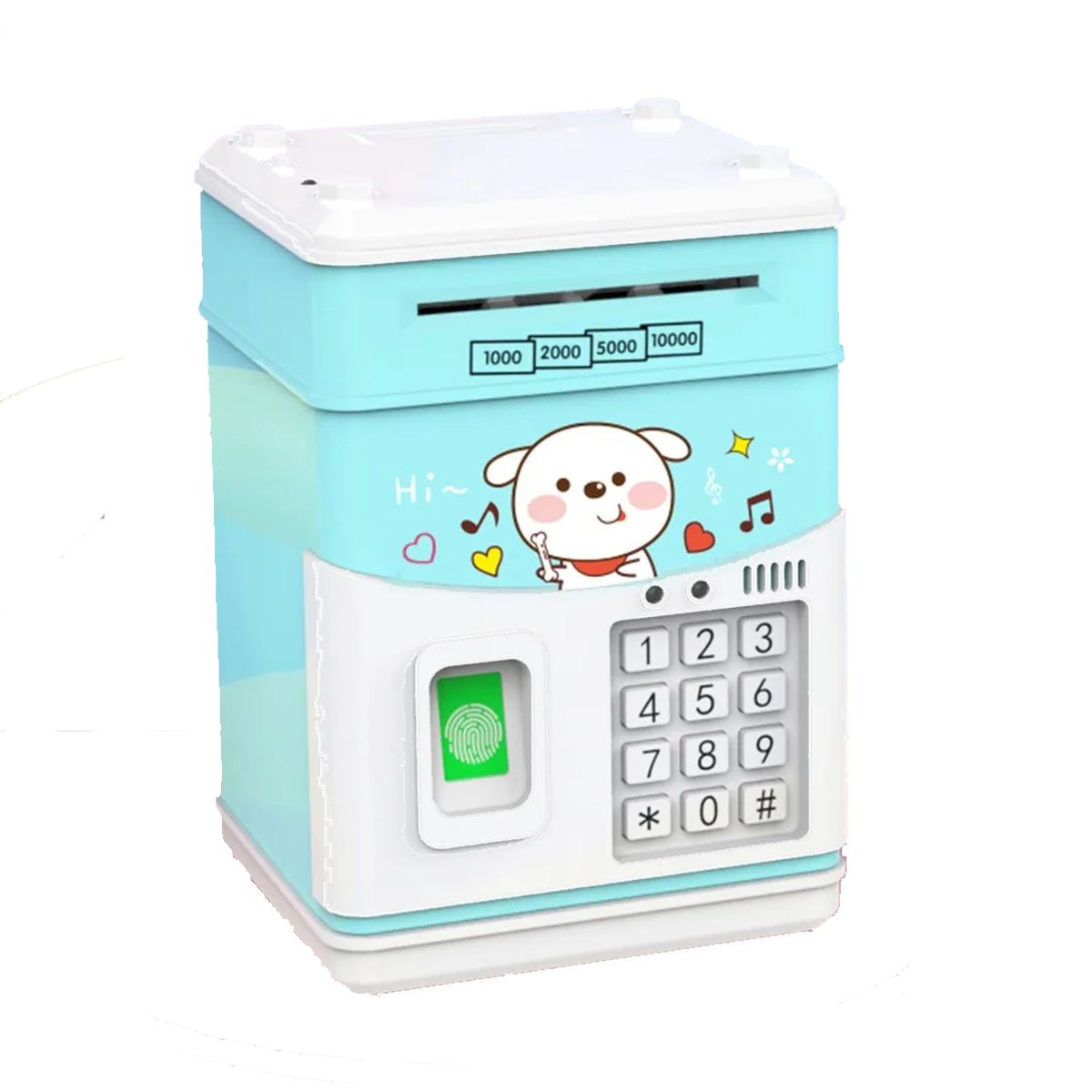 Alcancia Electronica Tipo Caja De Seguridad Para Niños Clave Y Huella Jug830a Azul