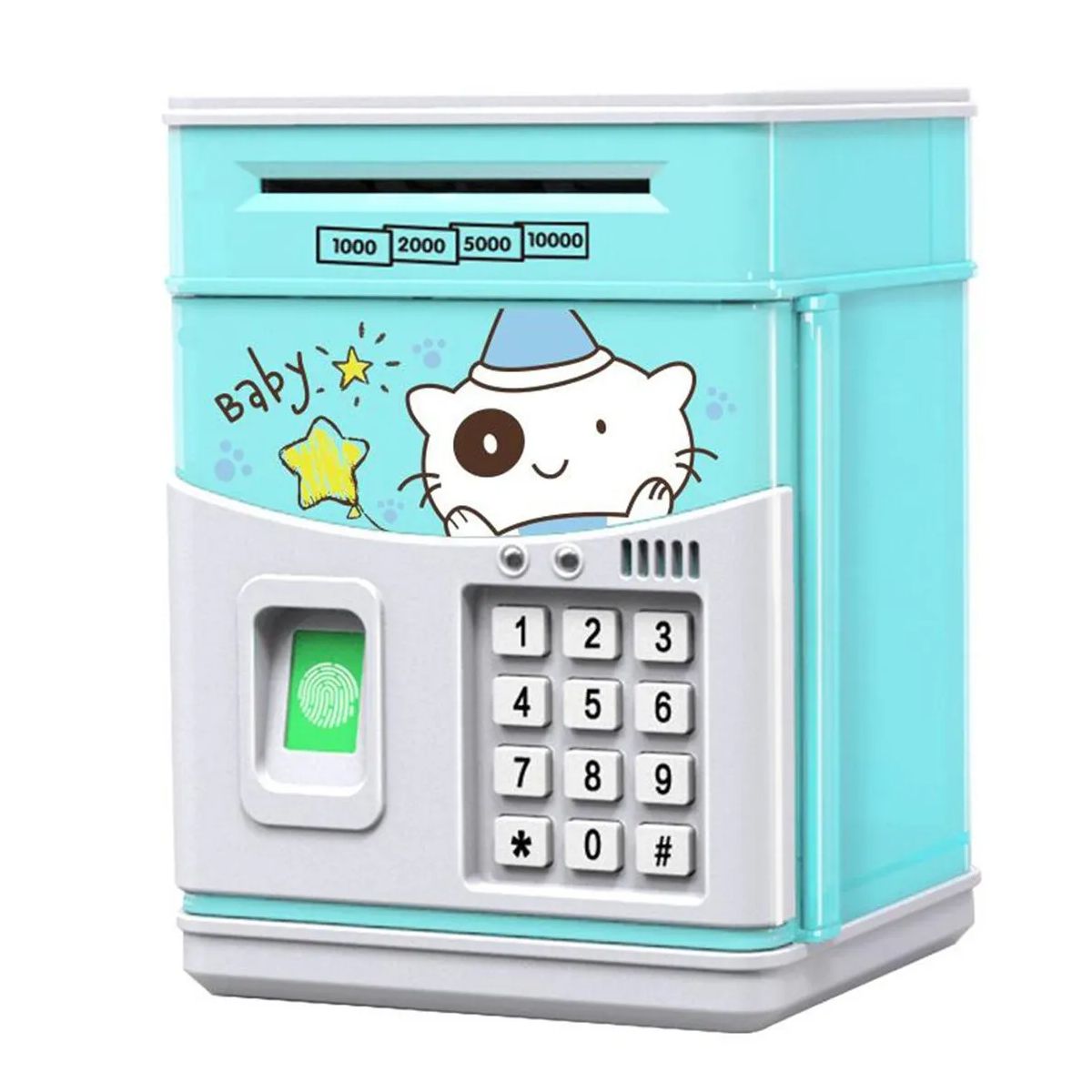 Alcancia Electronica Tipo Caja De Seguridad Para Niños Clave Y Huella Jug830a Azul