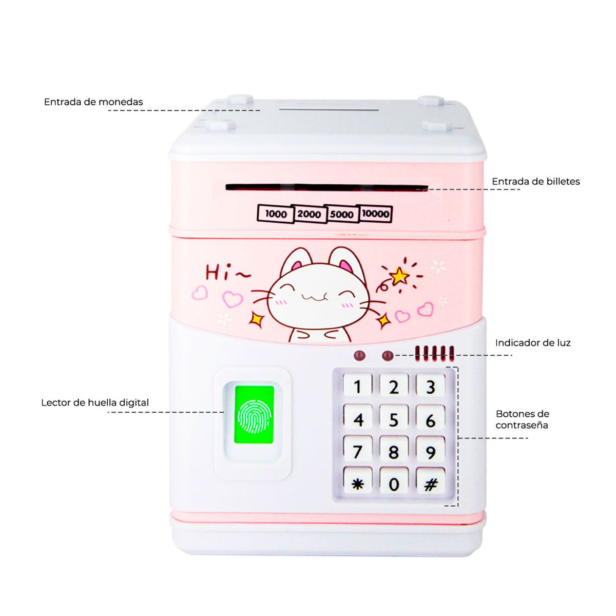 Alcancia Electronica Tipo Caja De Seguridad Para Niños Clave Y Huella Jug830a Azul