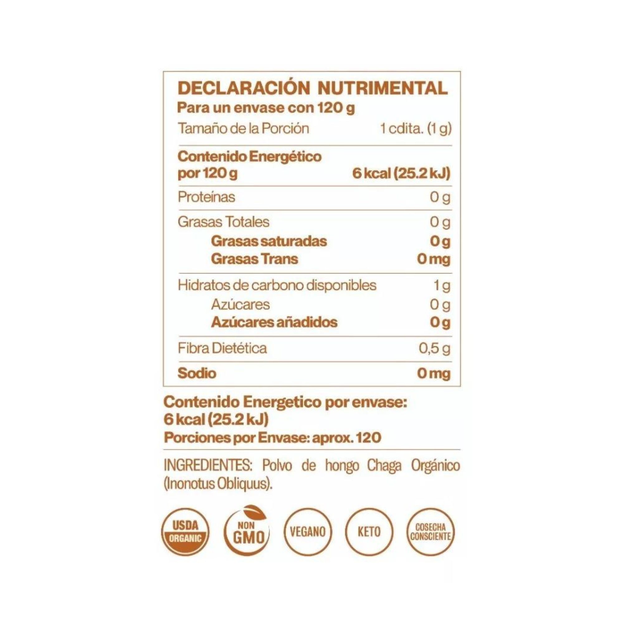 Hongo Adaptógeno Chaga Orgánico 100g Commons 