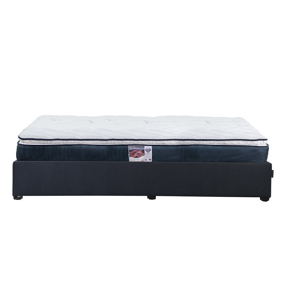 Colchón King Spring Air Monaco con Base Cama Dicasa Orleans Azul