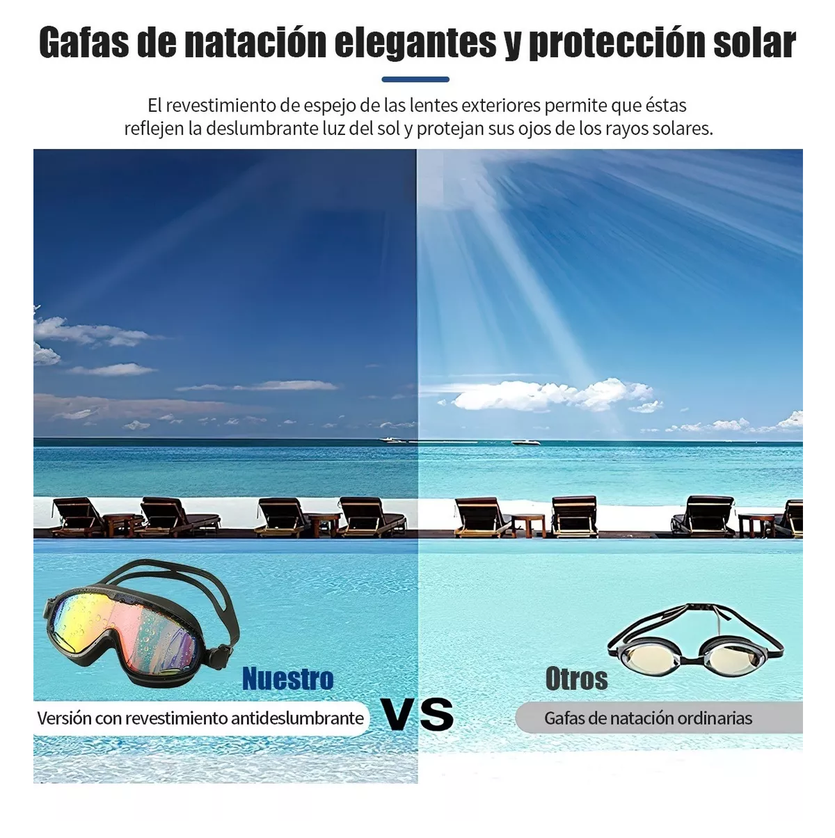 Kit Goggles Natación Protección Uv Unisex Gorra Clip Tapones