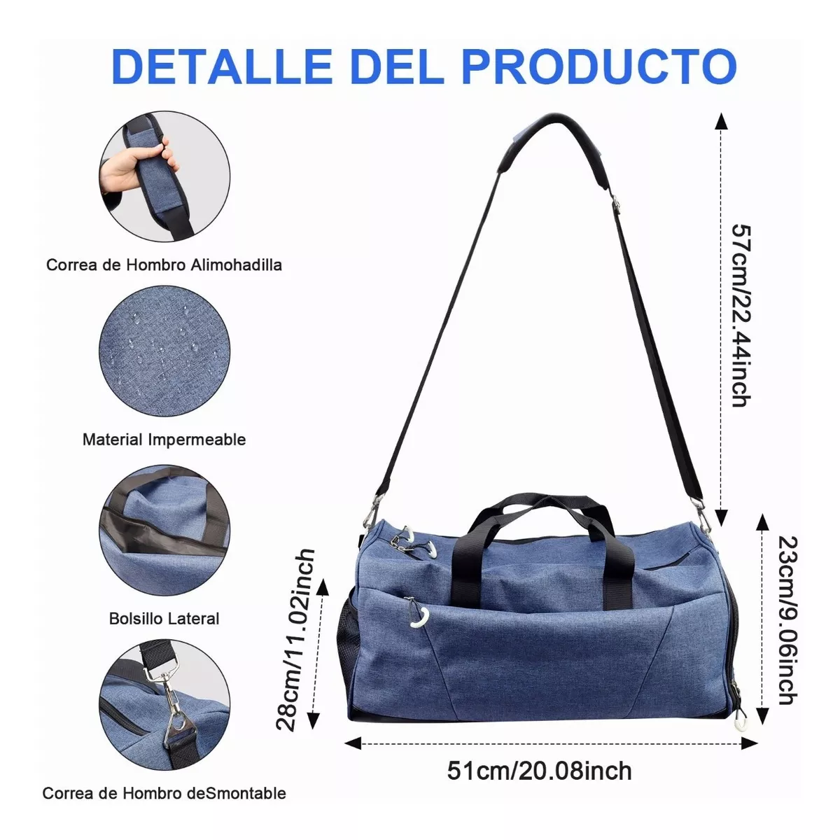 Bolso Deportivo Para Gimnasio/fitness/viaje, Mochila Gym Celeste