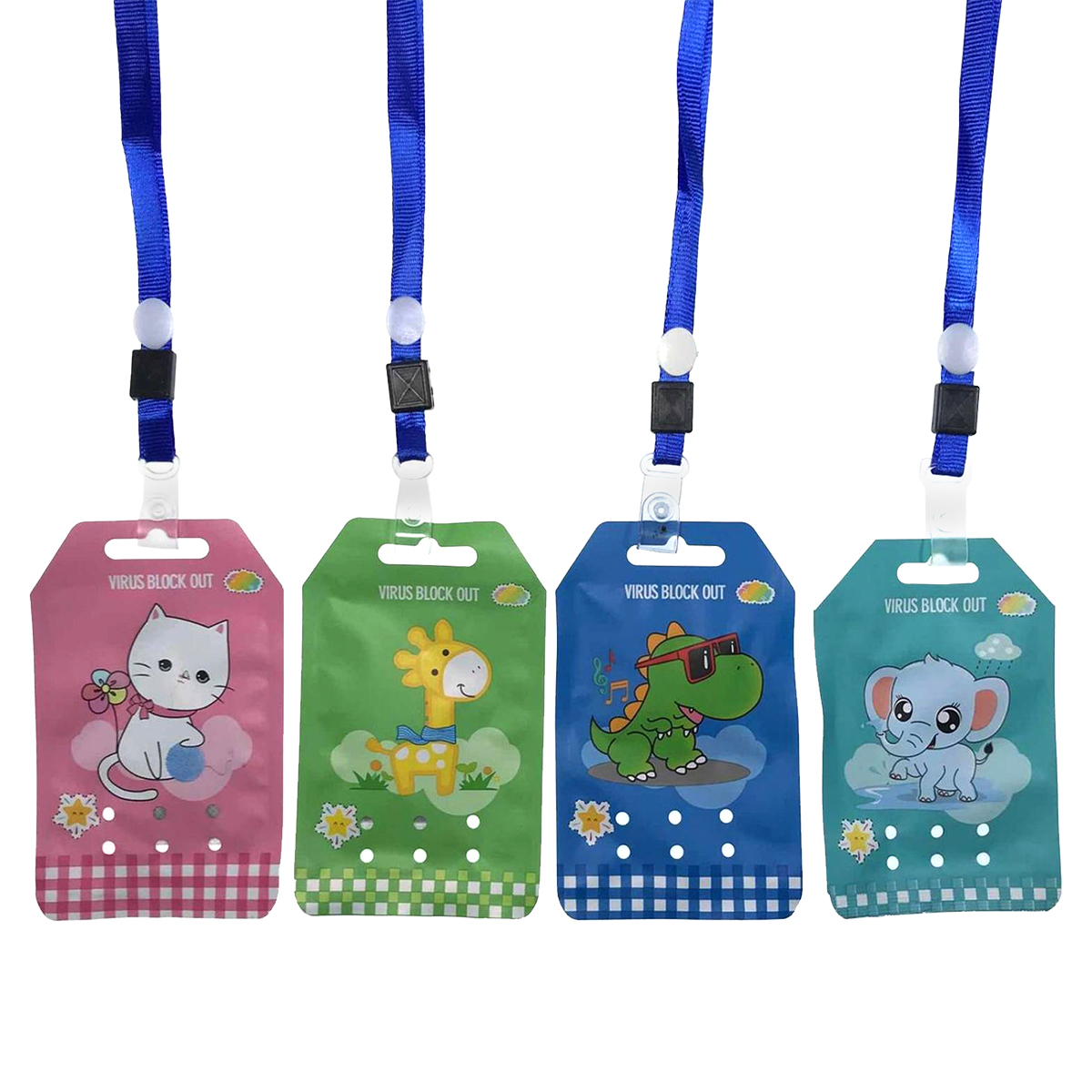 Tarjeta Sanitizante Infantil Virusblockout Niños 60dias 10pz Azul dinosaurio