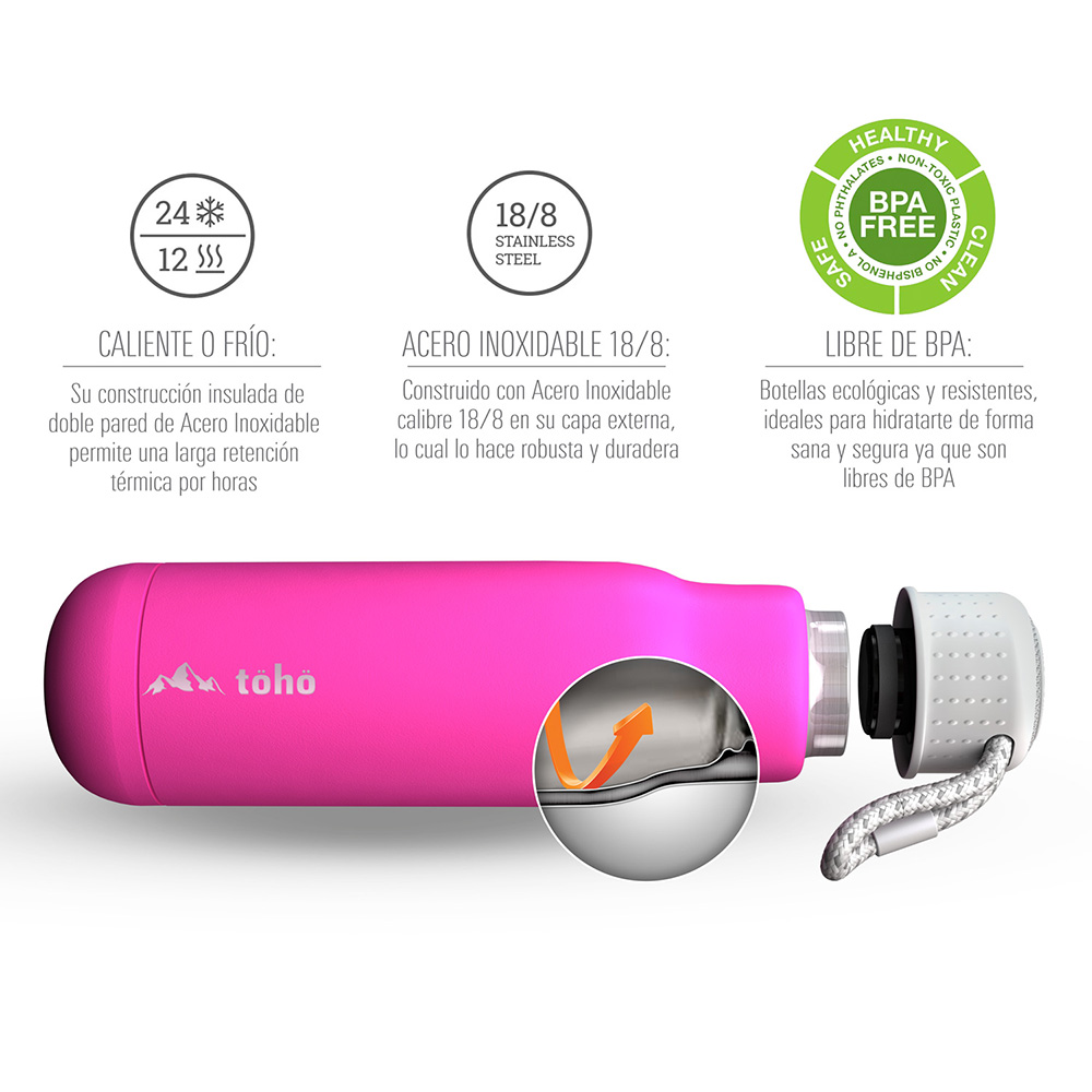 Termo de Acero Inoxidable de 500 ml Rosa Toho