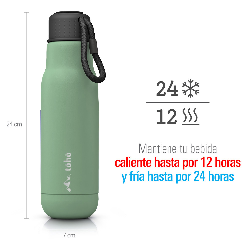 Termo de Acero Inoxidable de 500 ml Verde Claro Toho