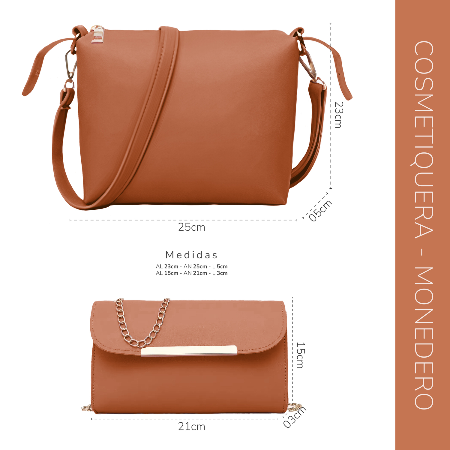 Conjunto De 3 Bolsos De Lujo Para Mujer, Gran Capacidad- Marron