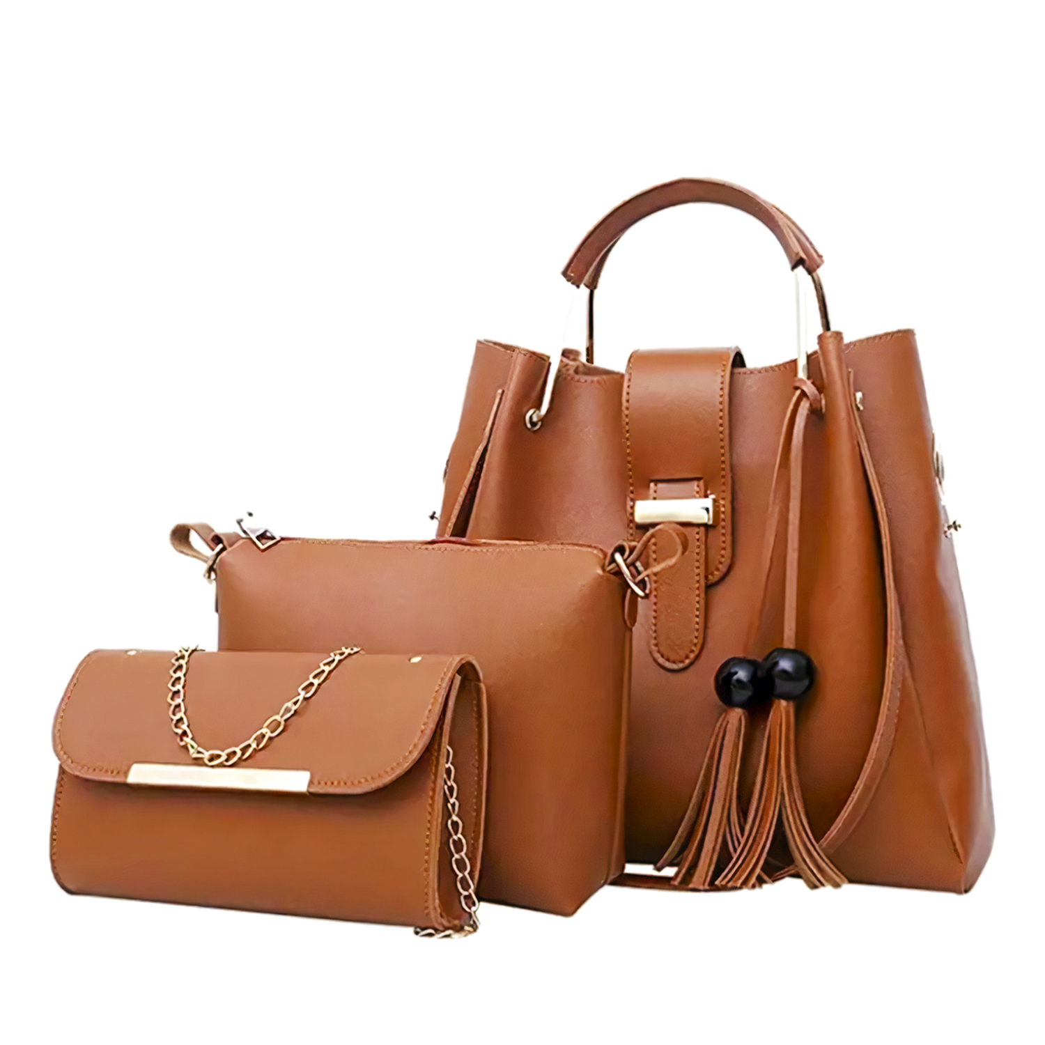 Conjunto De 3 Bolsos De Lujo Para Mujer, Gran Capacidad- Marron