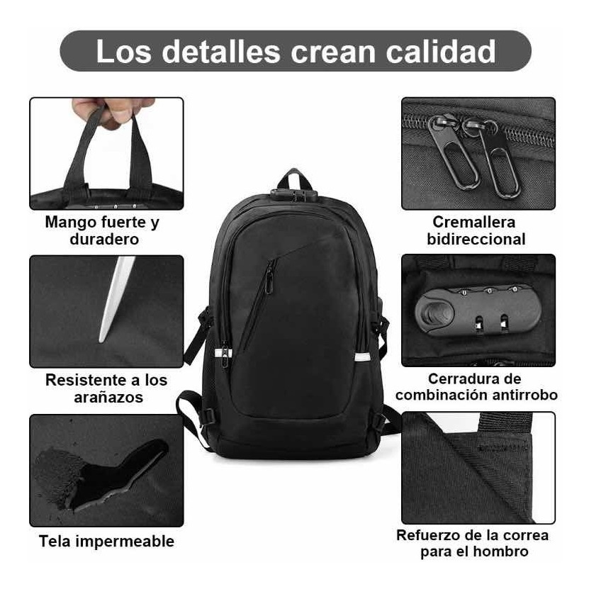 Mochila Impermeable Antirrobo Multifuncional De Gran Capacidad Con Cargador Usb