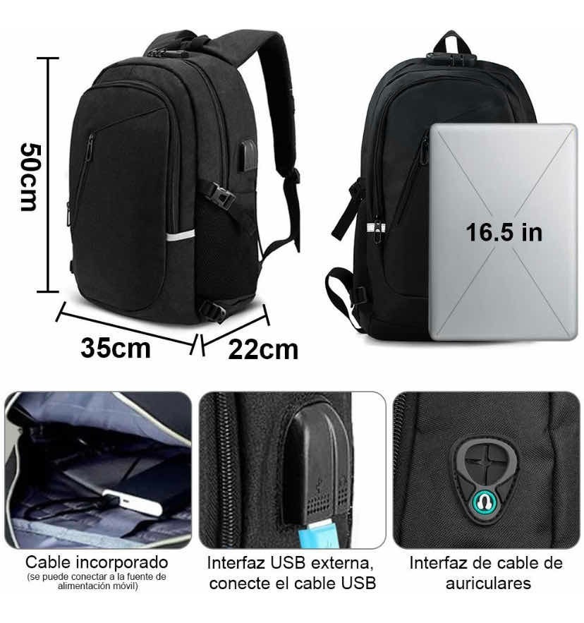 Mochila Impermeable Antirrobo Multifuncional De Gran Capacidad Con Cargador Usb
