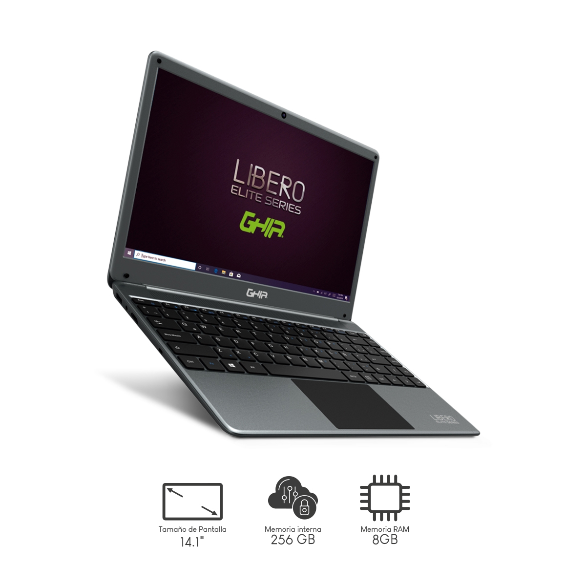 Laptop Ghia Libero Elite Intel CI3 2C 8GB 256GB 14Pulg HD W10H Space Grey Notghia-343