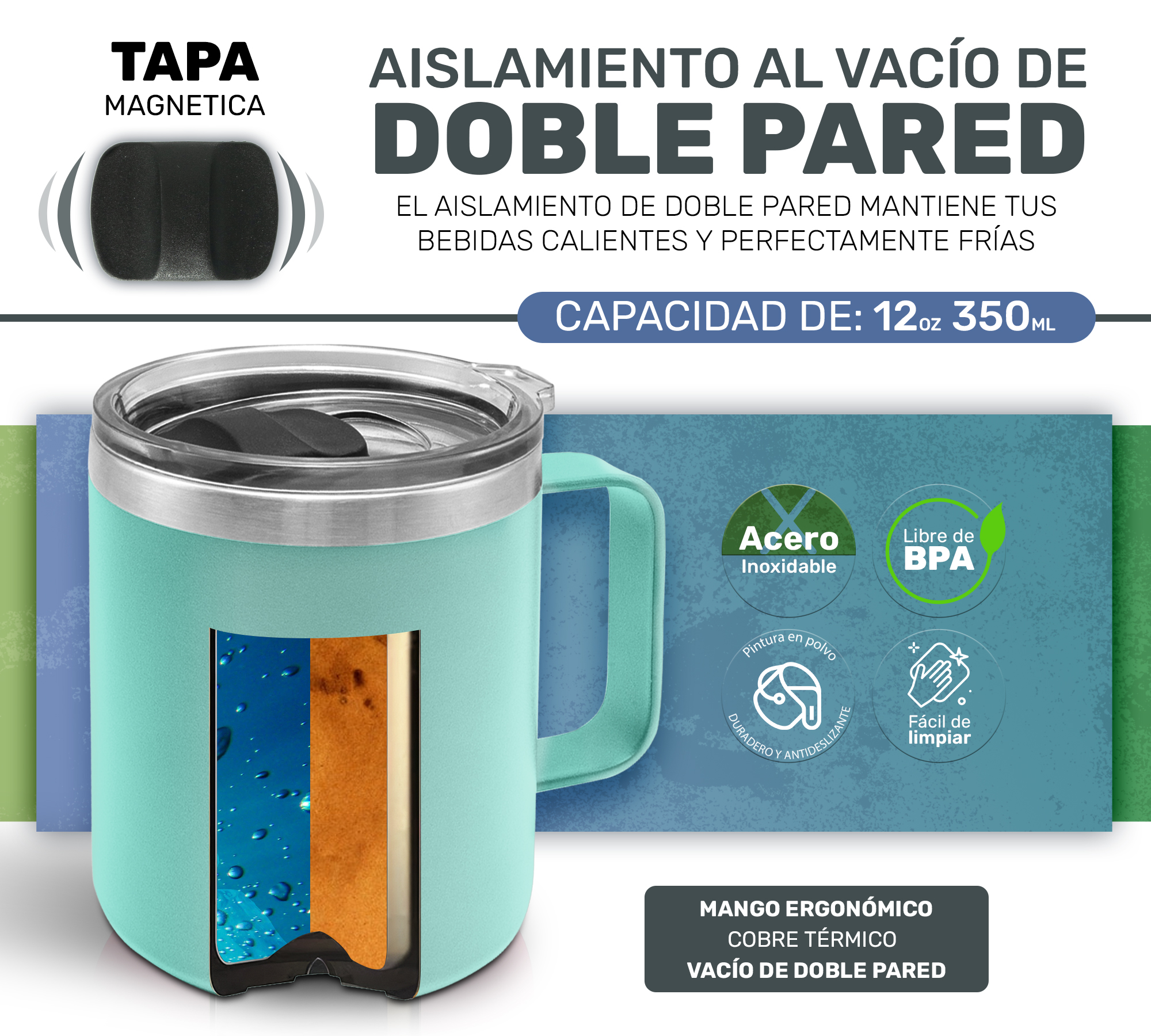 Vaso Térmico de Acero Inoxidable, Easytao Taza Termica Frio y