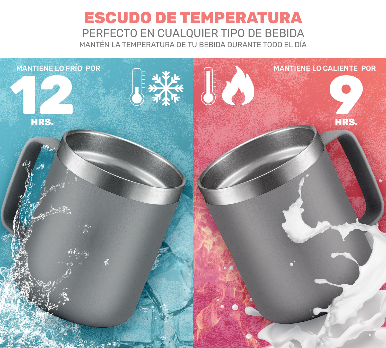 Taza Vaso Termo Térmico Acero Inoxidable Tipo Yeti 12oz - Gris