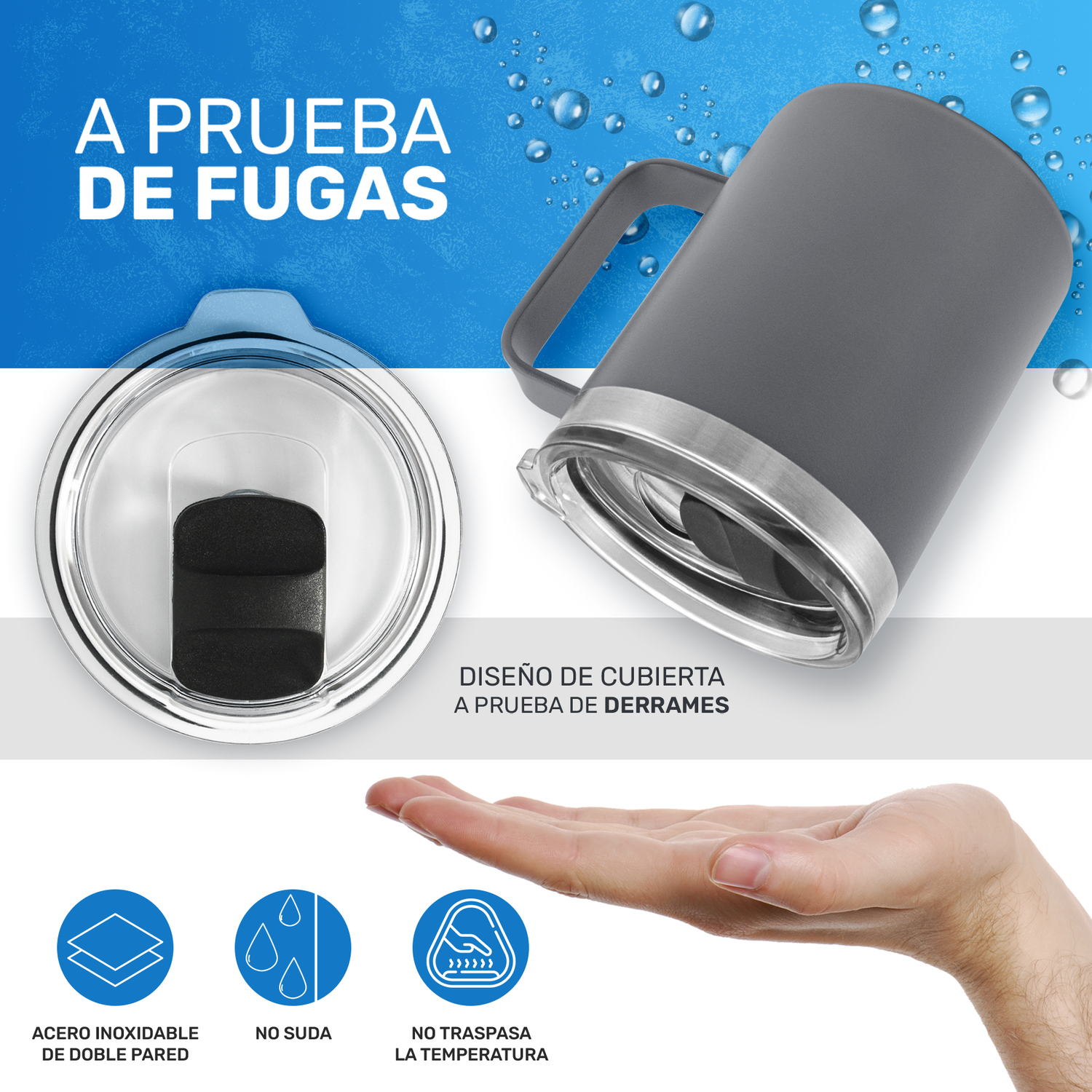 Taza Vaso Termo Térmico Acero Inoxidable Tipo Yeti 12oz - Gris