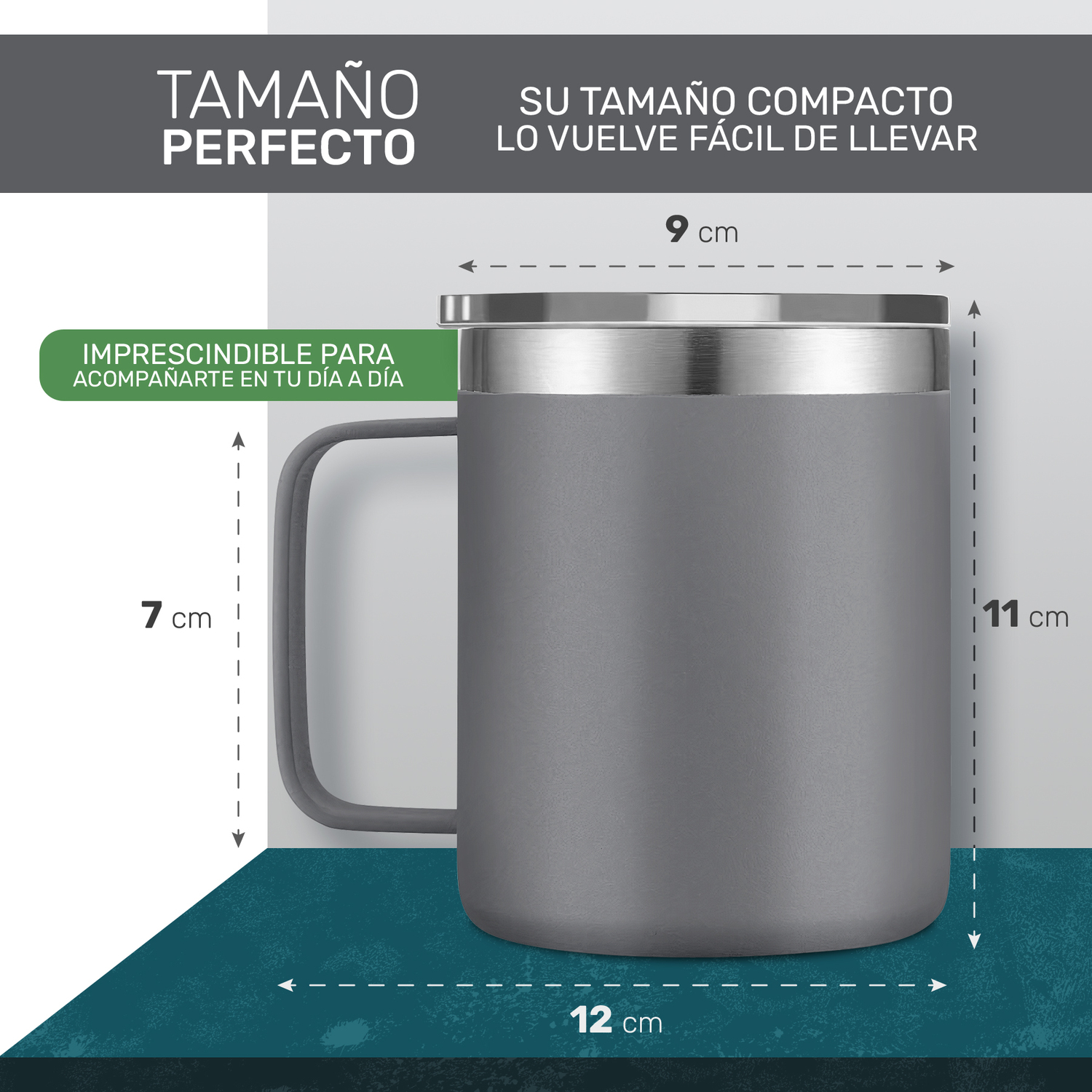 Taza Vaso Termo Térmico Acero Inoxidable Tipo Yeti 12oz - Gris