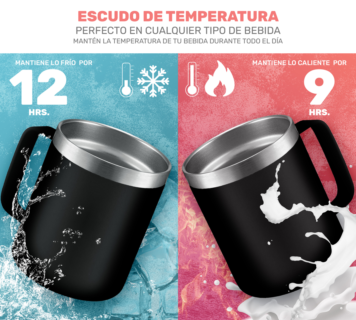 Taza Vaso Termo Térmico Acero Inoxidable Tipo Yeti 12oz - Negro