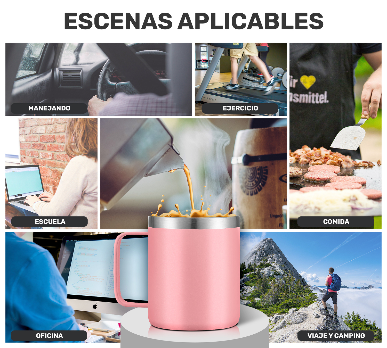 Taza Vaso Termo Térmico Acero Inoxidable Tipo Yeti 12oz - Rosa Claro