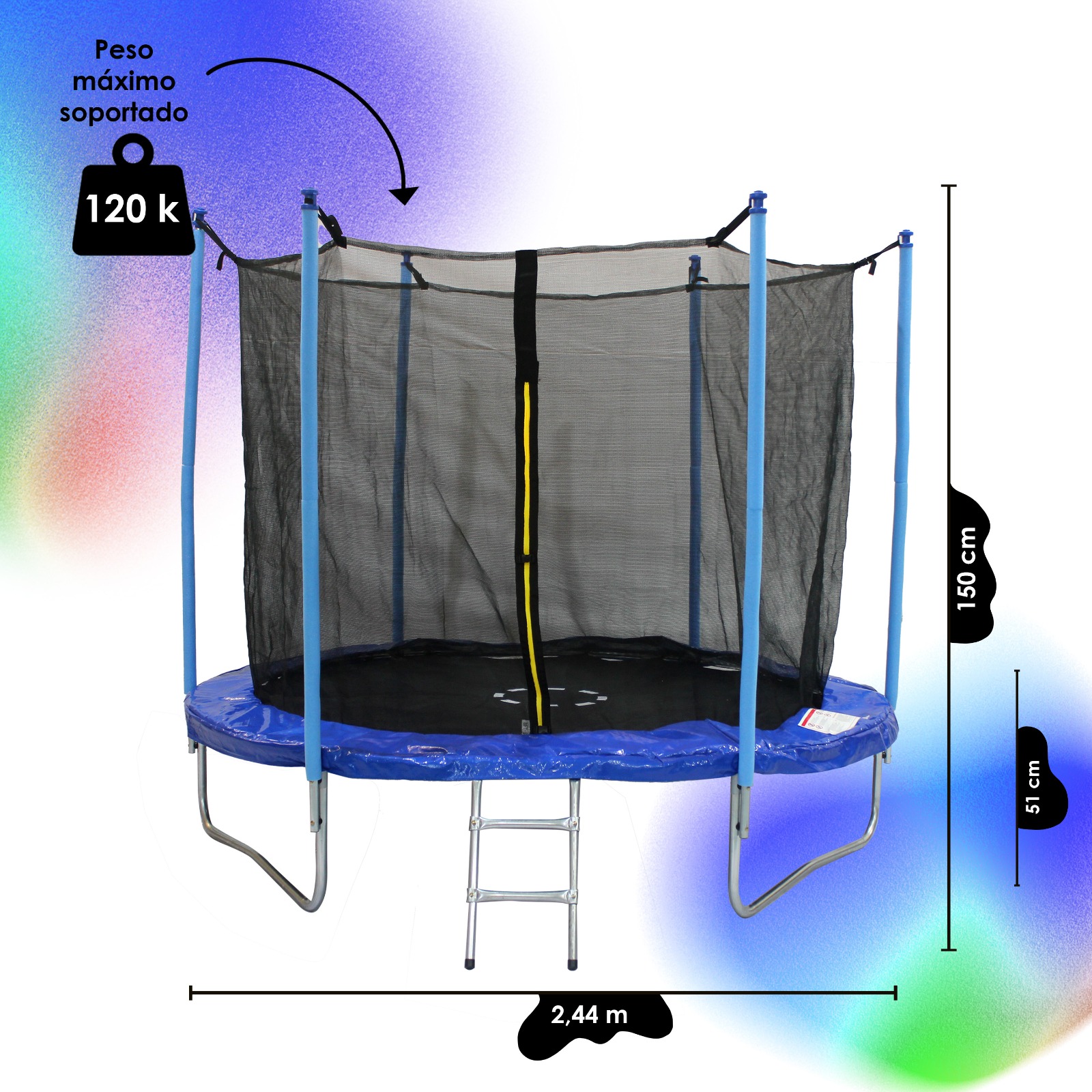Trampolín 8 Pies Con Escalera Con Alberca y Salvavidas