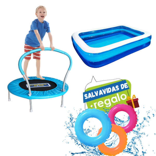 Trampolín Infantil Con Soporte con Alberca y salvavidas