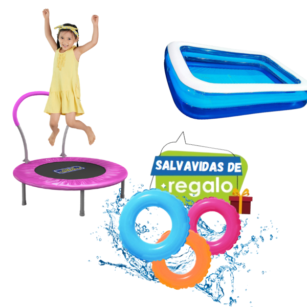Trampolín Infantil Con Soporte con Alberca y salvavidas
