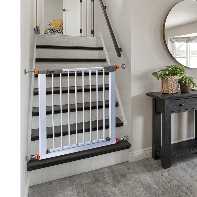 SHIMY Reja para Bebé y Perro con Doble Mecanismo de Seguridad (85 cm de Altura), Puerta de Seguridad Universal para Bebés, Niños y Mascotas, Ajustable de 75 a 82 cm de Ancho, Instalación en 1 Minuto