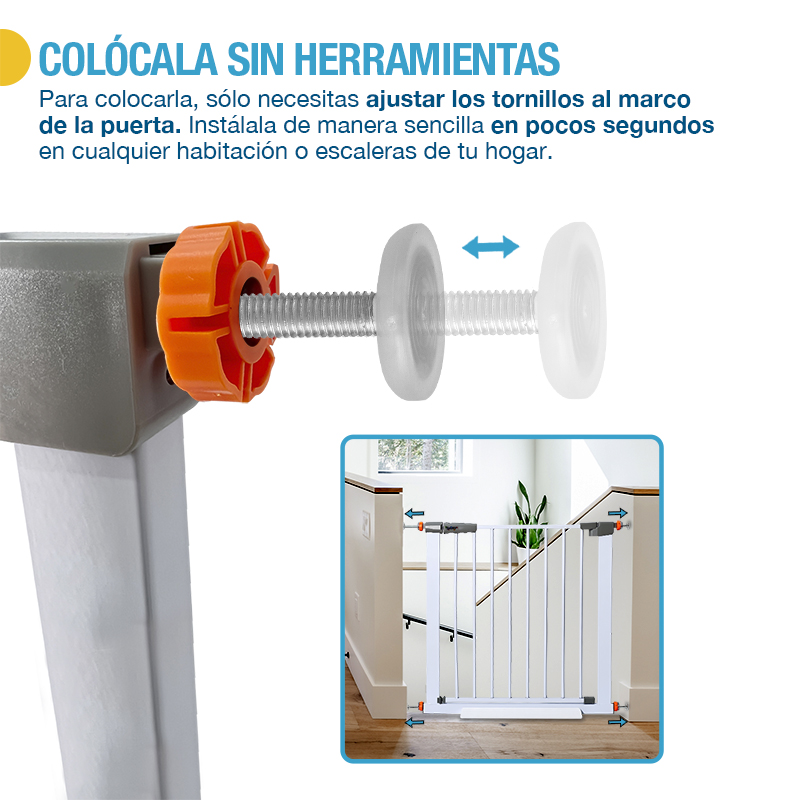 SHIMY Reja para Bebé y Perro con Doble Mecanismo de Seguridad (85 cm de Altura), Puerta de Seguridad Universal para Bebés, Niños y Mascotas, Ajustable de 75 a 82 cm de Ancho, Instalación en 1 Minuto