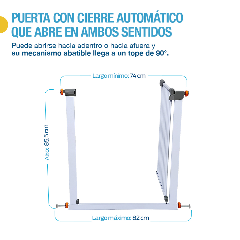 SHIMY Reja para Bebé y Perro con Doble Mecanismo de Seguridad (85 cm de Altura), Puerta de Seguridad Universal para Bebés, Niños y Mascotas, Ajustable de 75 a 82 cm de Ancho, Instalación en 1 Minuto
