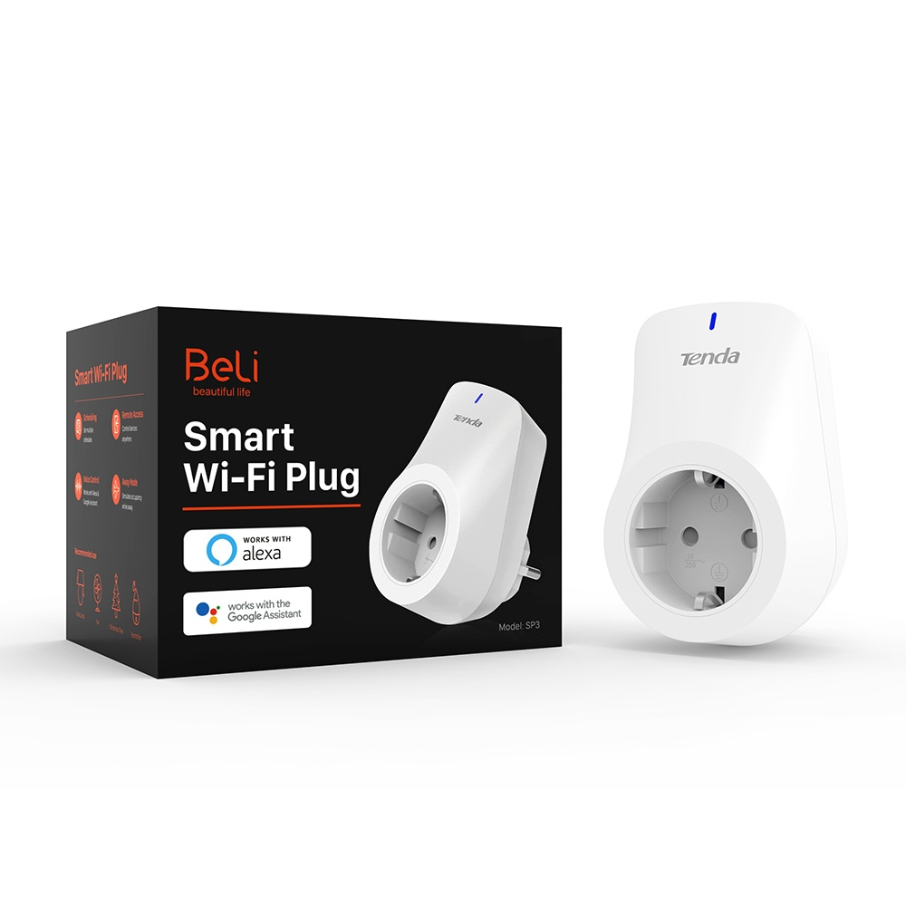 Tenda Smart Plug SP3 WiFi 1 Conector 2300W 10A Blanco enchufe conector pared pantalla tv lampara