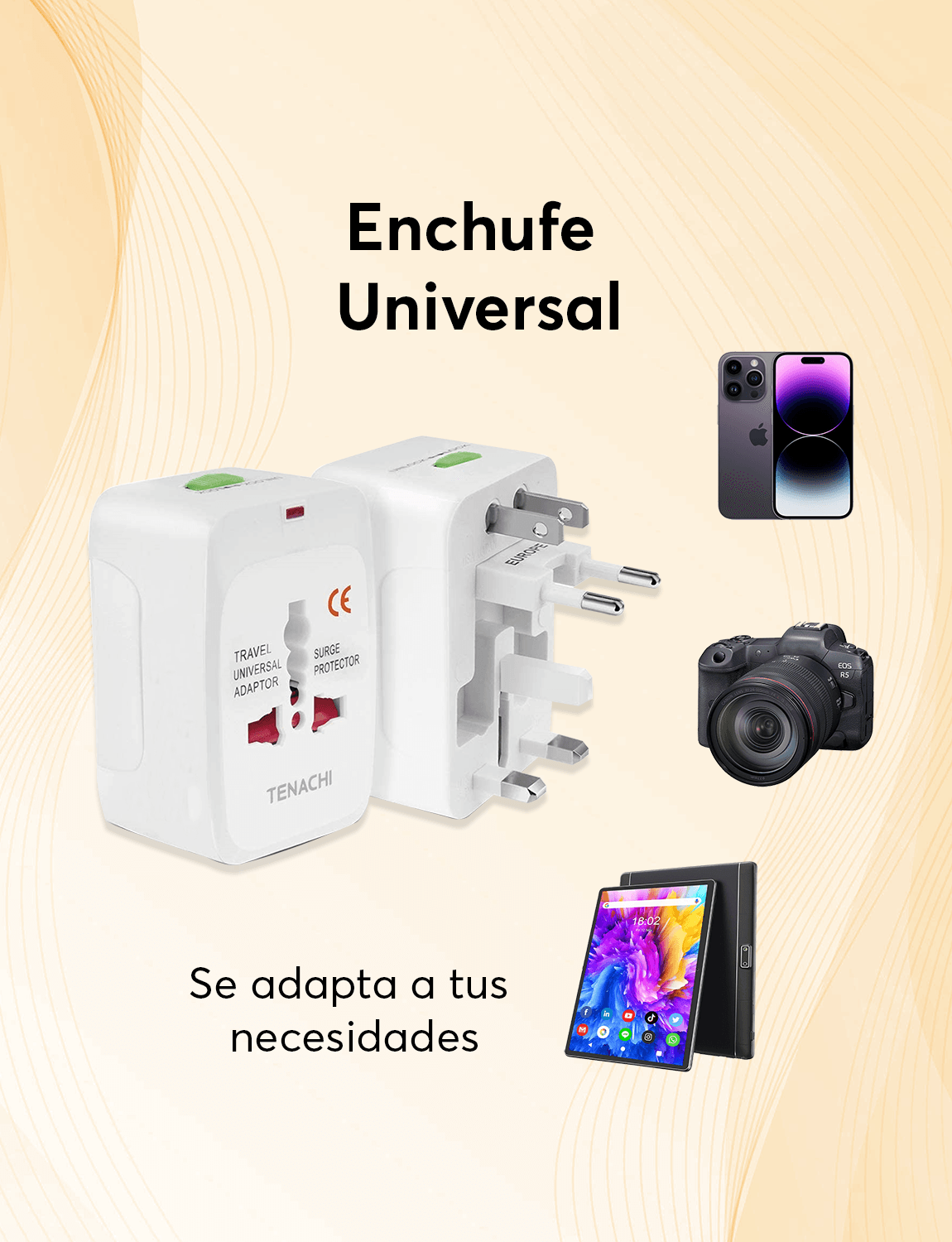 Adaptador Archy de Enchufe Internacional Cargador para Viajes Adaptador Universal Todo en Uno Múltiples Conexiones Europeo Japon China Canadá USA EU UK AU Cargador Europeo.
