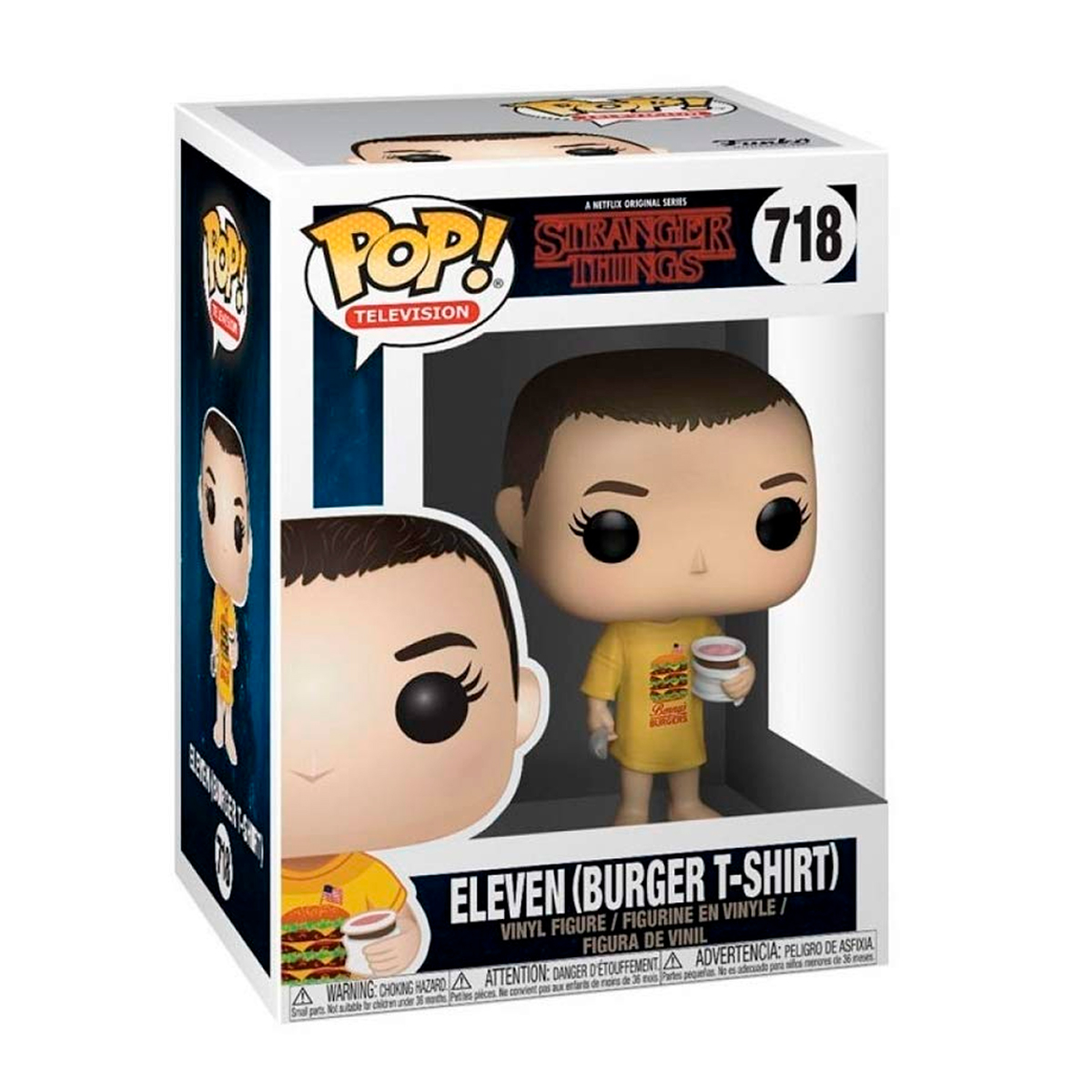 Funko Pop Eleven Burger T Shirt #718 Stranger Things Serie Figura Original