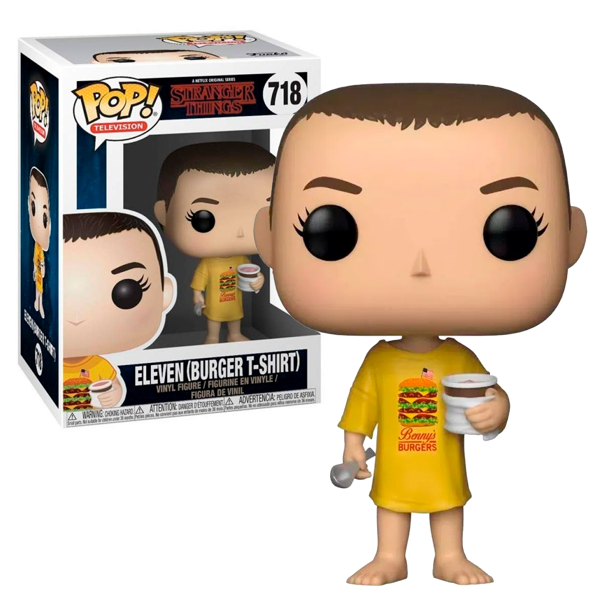 Funko Pop Eleven Burger T Shirt #718 Stranger Things Serie Figura Original