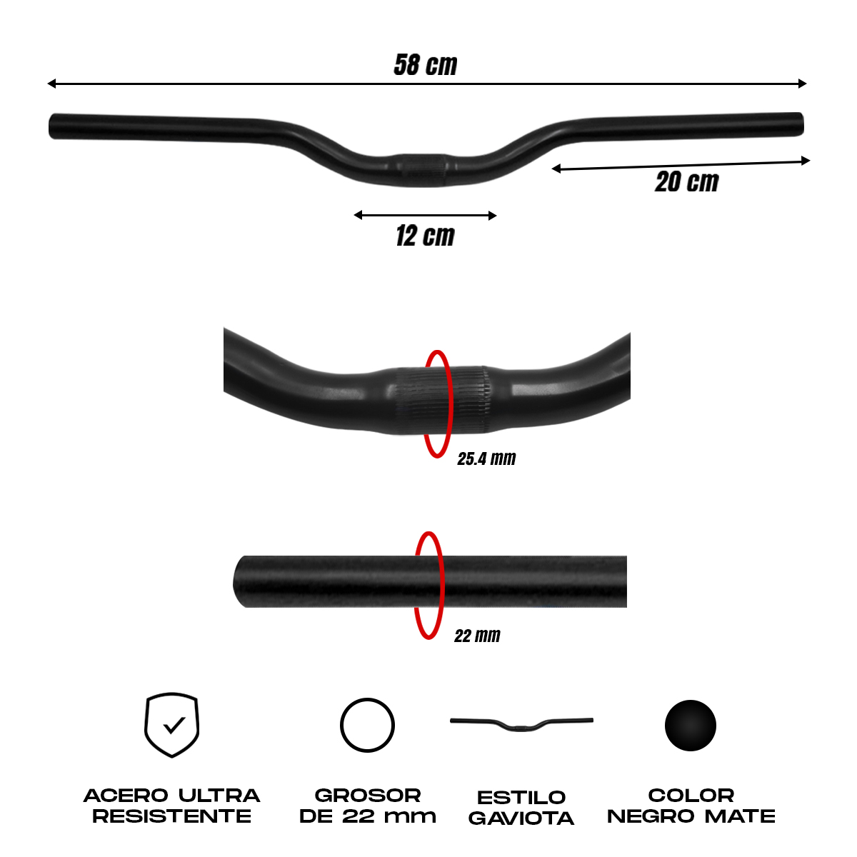 Kit Manubrio Poste Y Tazas Telescopio Para Bicicleta