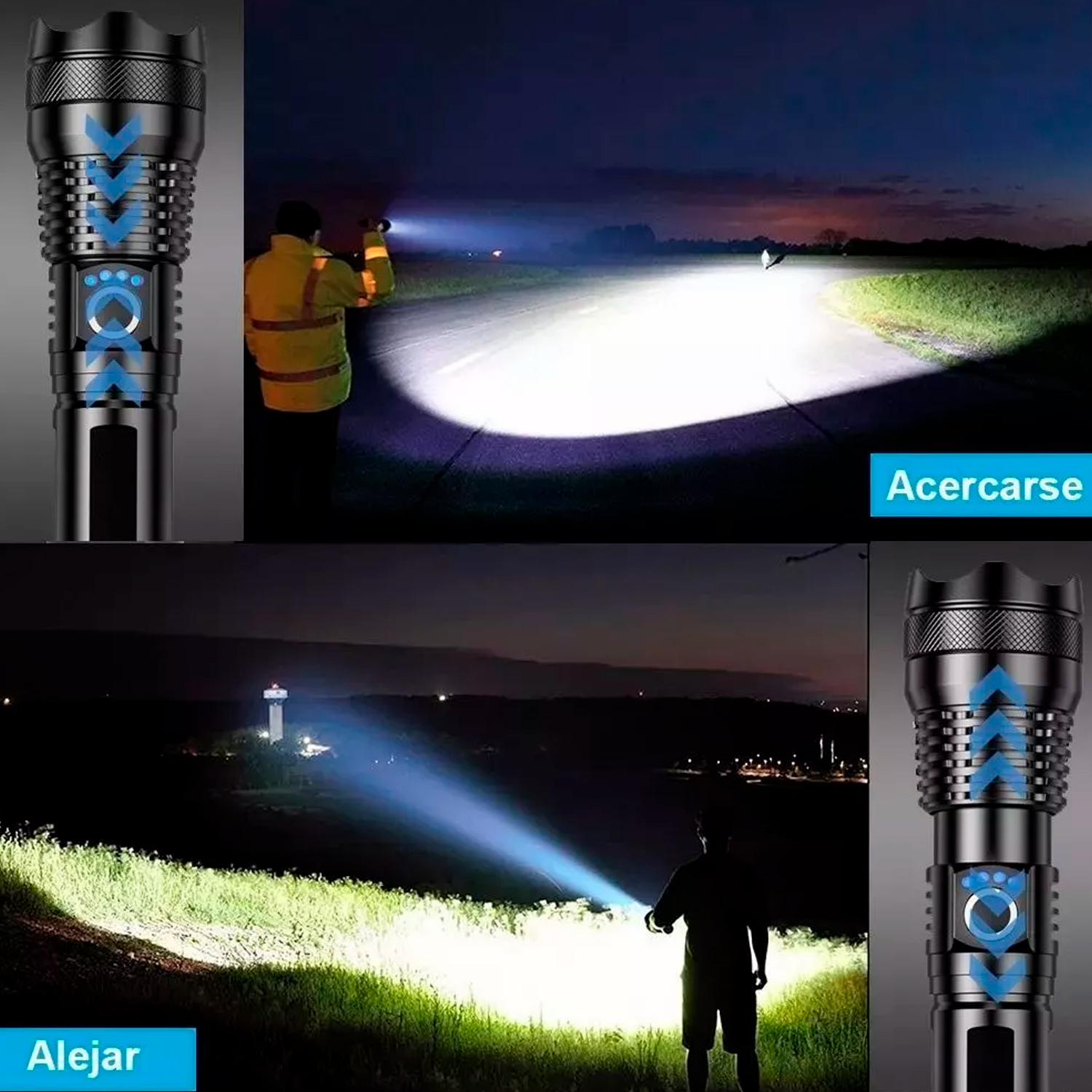 Linterna Lampara De Mano Tactica Usb Recargable Alcance 50000lm Para Camping O Emergencia