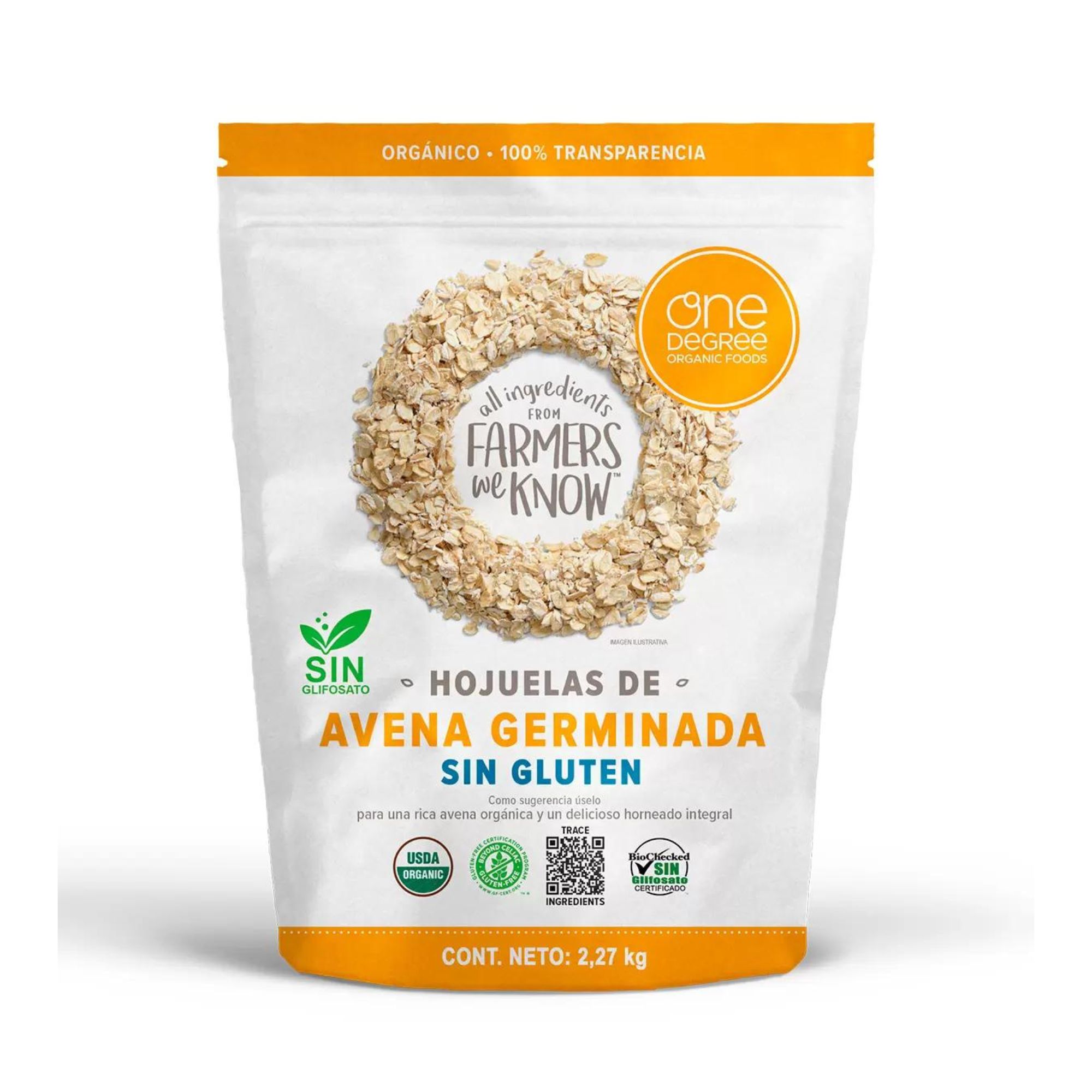 Hojuelas De Avena Germinada Sin Gluten One Degree 2.27 Kg