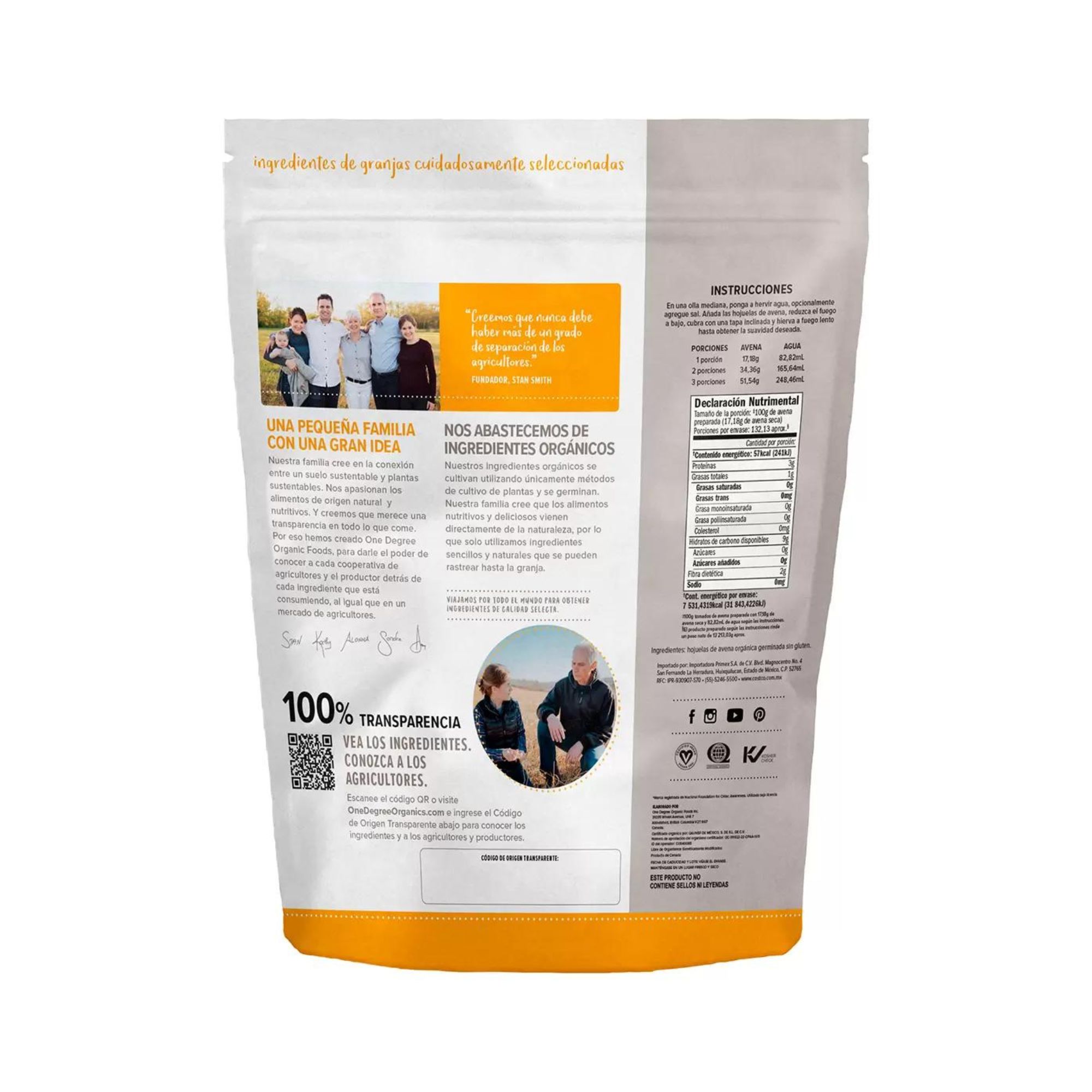 Hojuelas De Avena Germinada Sin Gluten One Degree 2.27 Kg