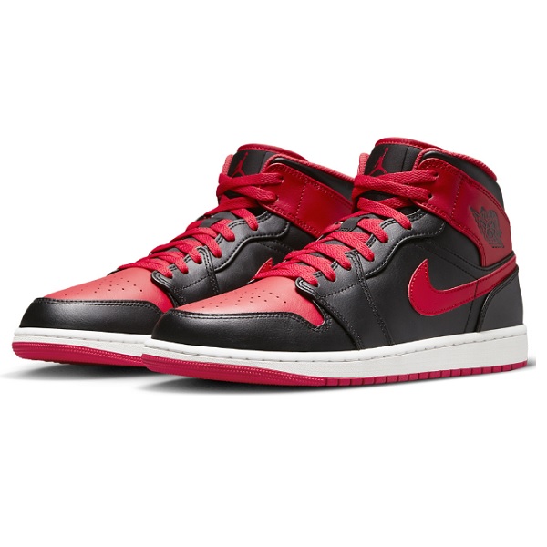 Tenis Air Jordan 1 Mid Retro Negro/rojo/blanco Hombre Talla #27.5