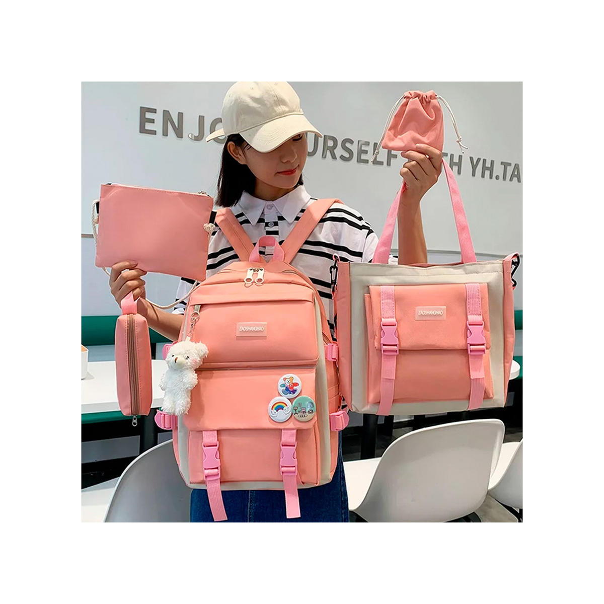 Set De Mochilas Petukita Box Escolar Estilo Kawaii