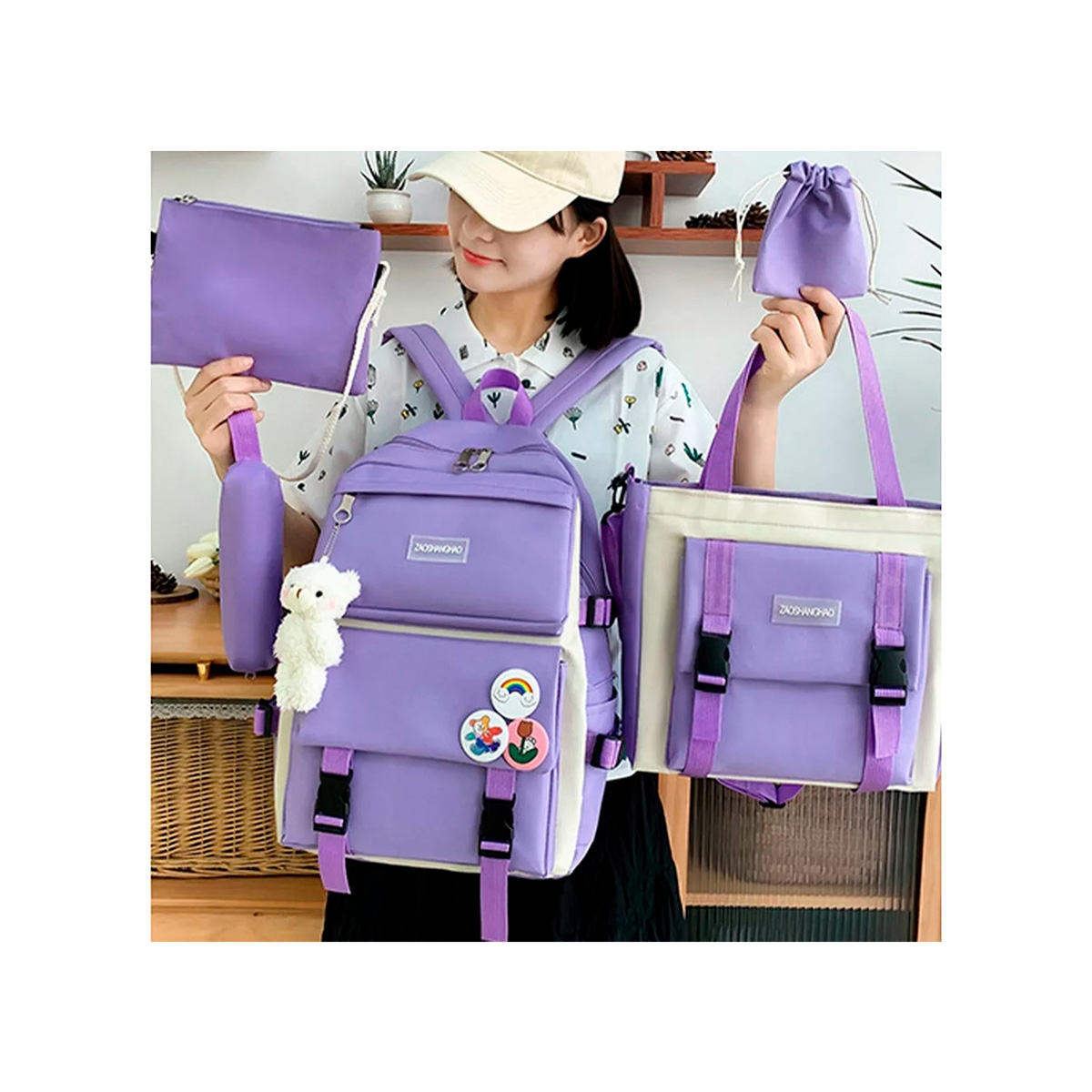Set De Mochilas Petukita Box Escolar Estilo Kawaii