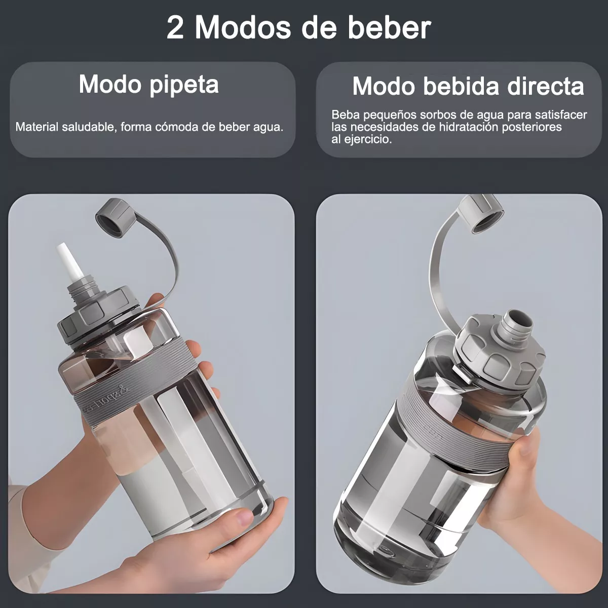 Bote De Agua 2 Litros Botella Para Agua Deportiva Portatil