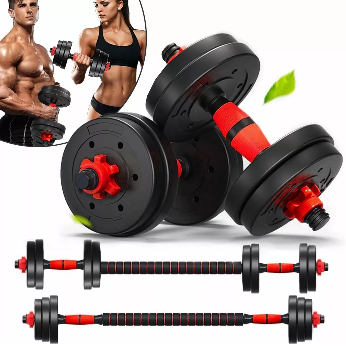 Mancuernas Pesas Ajustables Ejercicio Kit Barra Recta, 2pcs