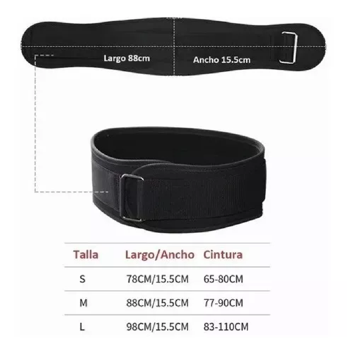 Cinturón Gimnasio Pesas Crossfit Lesión Lumbar L