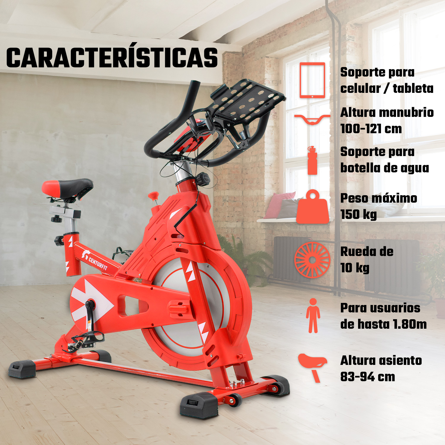 Bicicleta spinning 10kg jin roja