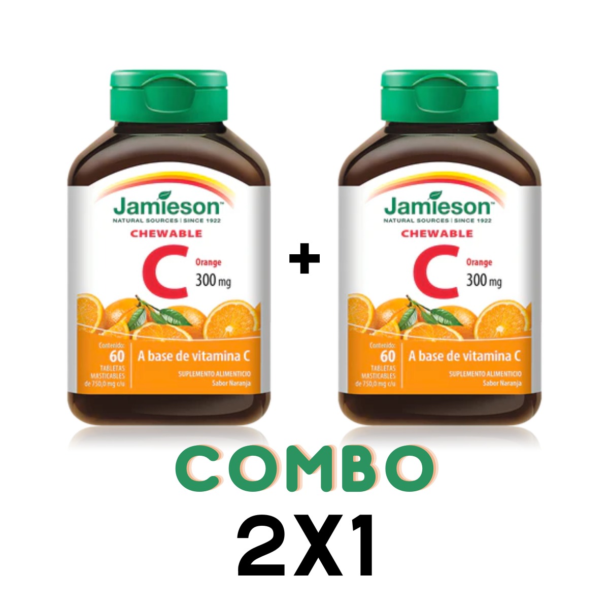 JAMIESON Vitamina C 2x1 suplemento alimenticio 60 tabletas 300mg 