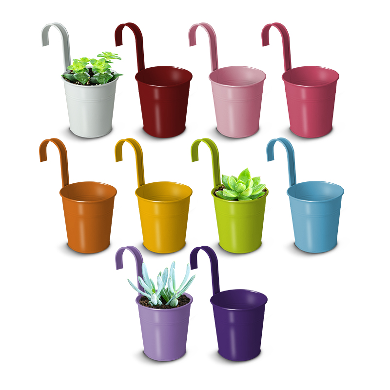Macetas Colgantes Metálicas de Colores con Gancho 10 Piezas