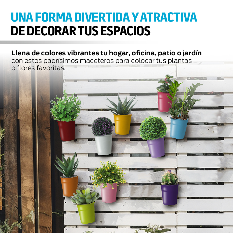 Macetas Colgantes Metálicas de Colores con Gancho 10 Piezas