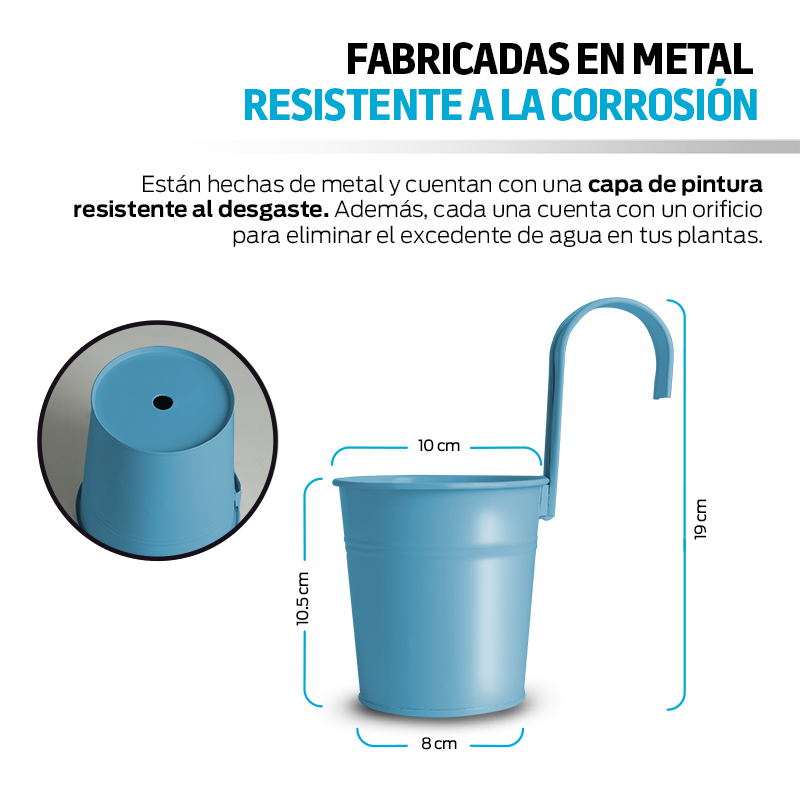 Macetas Colgantes Metálicas de Colores con Gancho 10 Piezas