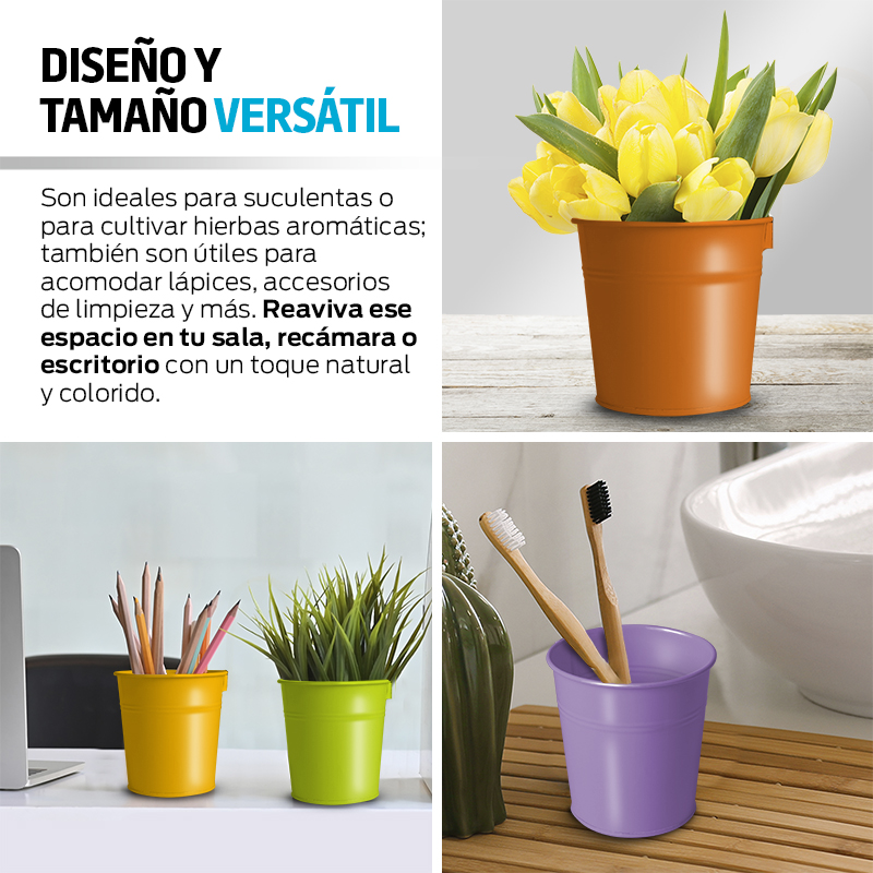 Macetas Colgantes Metálicas de Colores con Gancho 10 Piezas