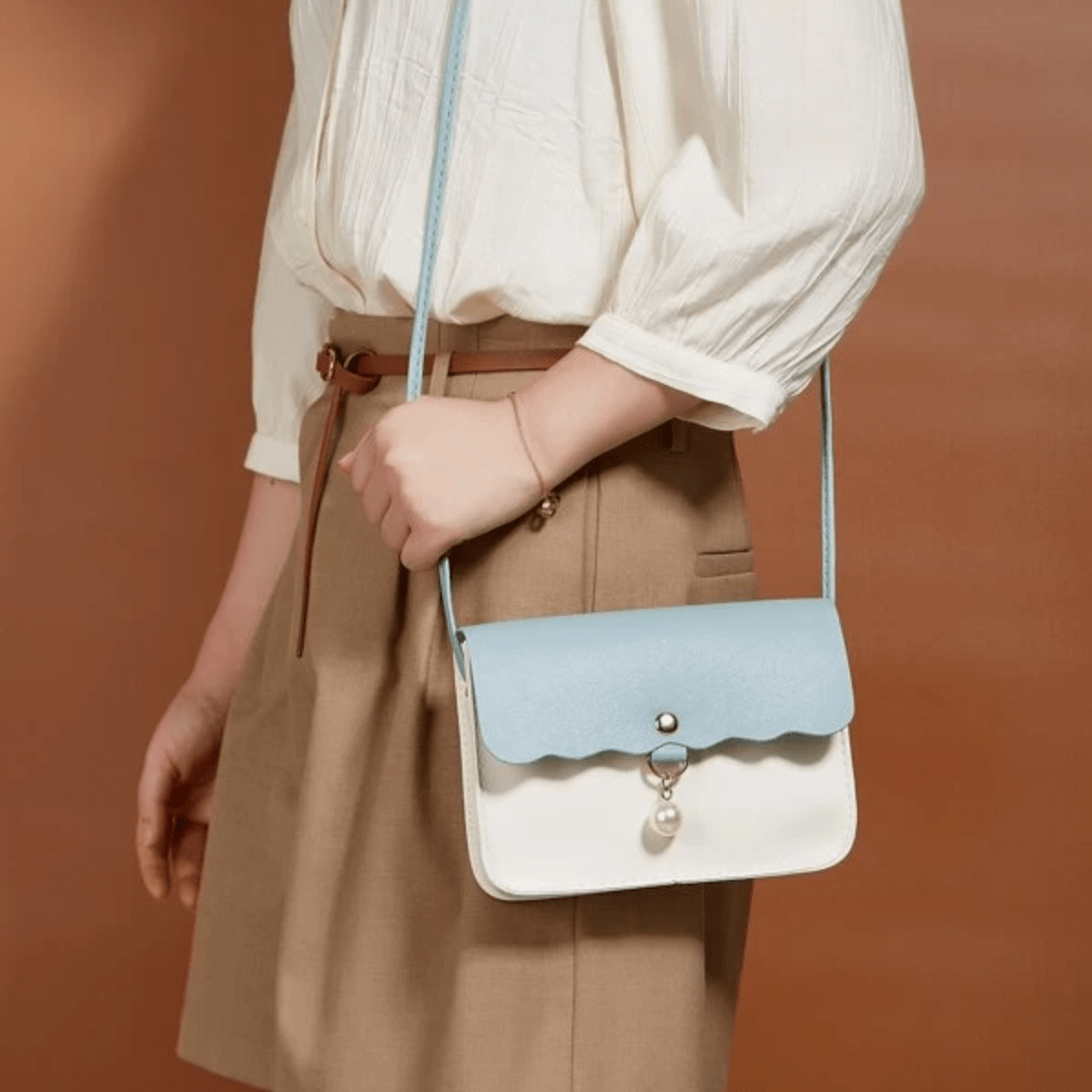 Bolsita Azul con Blanco Para Dama Niña Moda Mujer