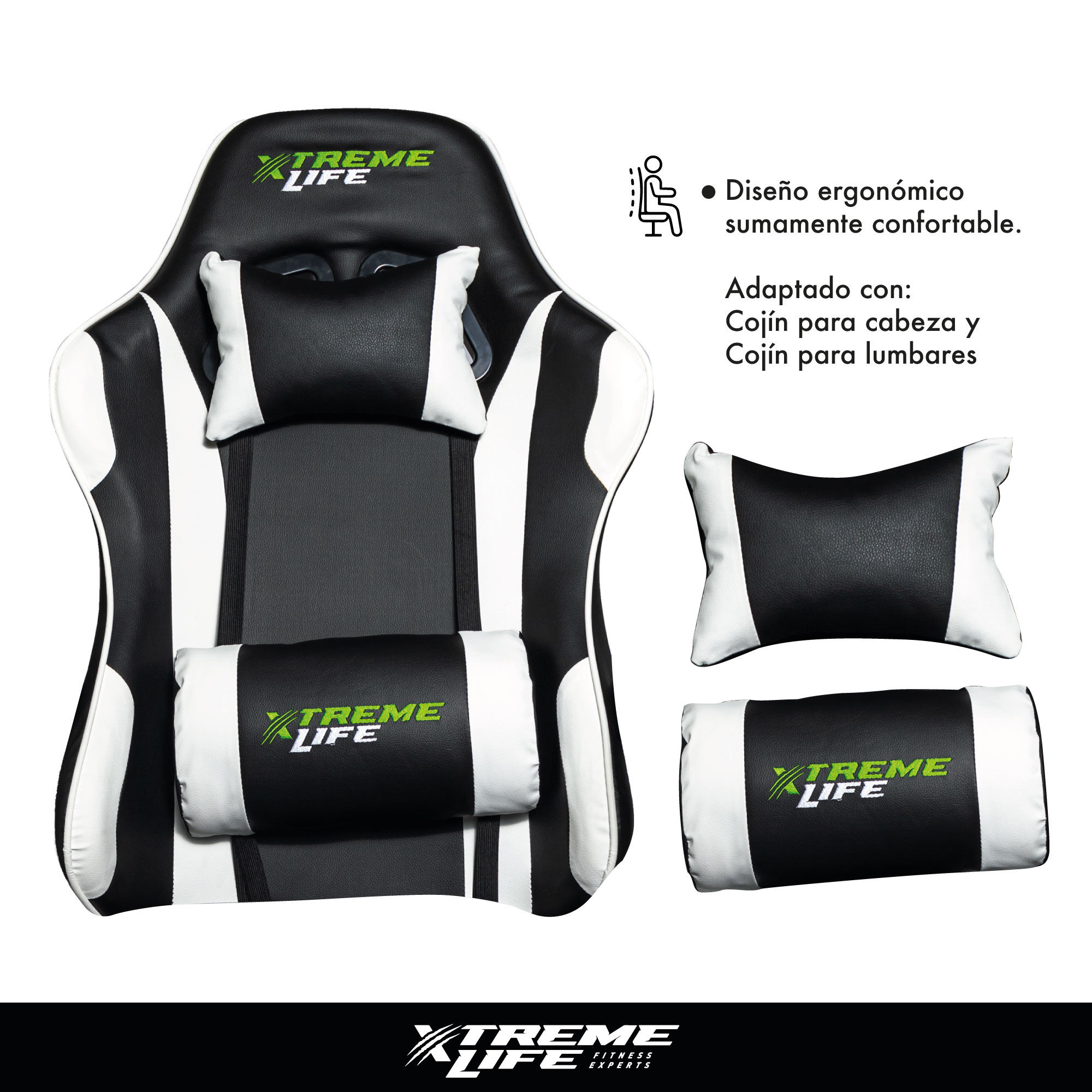 Silla Gamer Reclinable Ergonomica Silla de Oficina Blanco UNITALLA