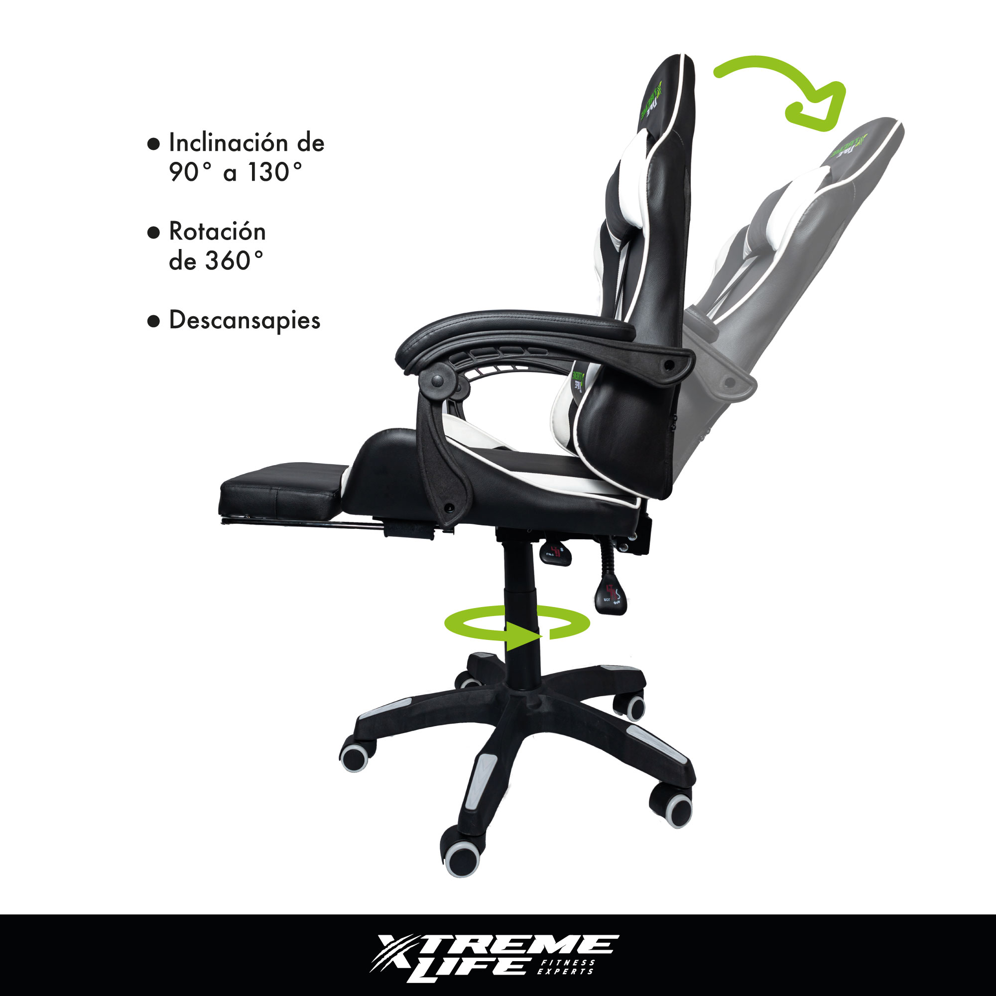 Silla Gamer Reclinable Ergonomica Silla de Oficina Blanco UNITALLA